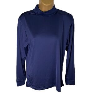 Monterey Club Dry Swing Mock Neck Pullover Moisture Wicking Bighorn Logo Navy S